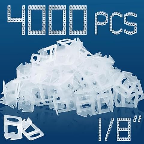 1/8" Tile Leveling System Spacers 4000 PCS Tile Leveling Clips Kit Prevent Tile lippage Leveler Spacers for DIY Professional Ceramic Tile and Stone Installation (1/8 IN, 4000) Cover