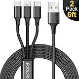 Multi Charging Cable, Multi Charger Cable 6FT 2Pack Universal 3 in 1 Multiple USB Cable Fast Charging Cord Adapter with Type C, Micro USB Port for Tablets/Samsung Galaxy/Google Pixel/LG and More