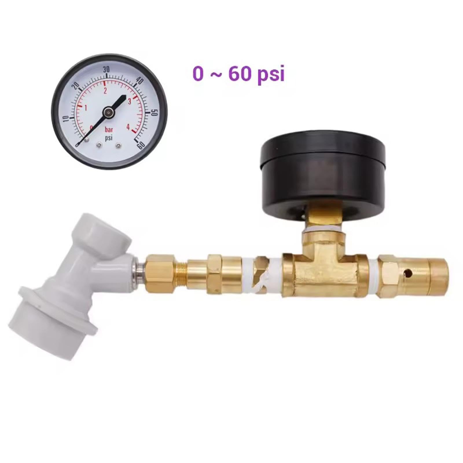 Valvola di Pressione Regolabile per Birra con Attacco Gas Ball Lock Rilevamento Perdite E Manometro Visibile Adatta a Birrifici Fermentazione Domestic, Da 0 a 60 Psi