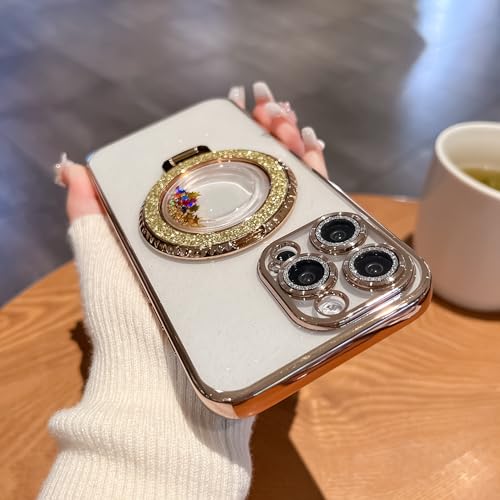 iPhone 16 Proケース 6.3インチ 対応 キラキラリング付き 背面クリア 薄型 ソフト シンプル 韓国 人気 アイフォン 16 ケース かわいい 純正 全方位カラー レンズ保護 シリコン 携帯カバー おしゃれ スマホケース 金