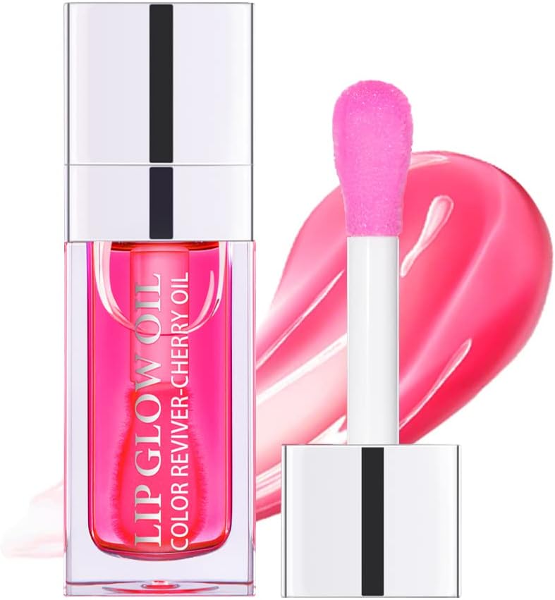 Hydrating, Moisturizing Lip Glow Oil, Nourishing, Plumping Glossy Transparent Lip Balm, Non-sticky Tinted Toot Lip Balm for Lip Care (Raspberry)