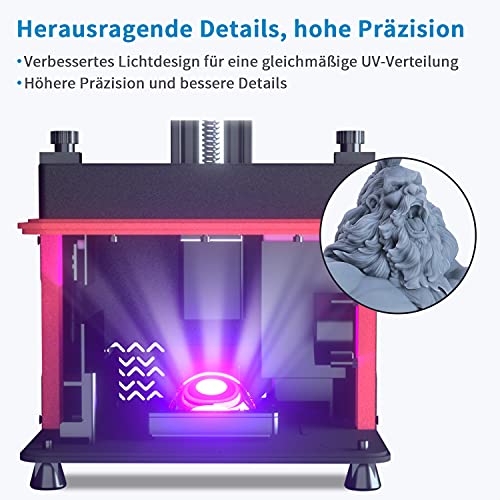 ELEGOO Mars 2 Pro Mono MSLA 3D Drucker, 6 Zoll 2K LCD UV-lichthärtender Resin 3D Drucker mit schnelle Druckgeschwindigkeit und Druckgröße 129x80 x160mm/5,1x3,1x6,3 Zoll - 4