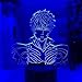 JYDNBGLS 3D Luce Notturna Anime Lampada Illusione Luce Notturna One Punch Man Genos Led per Camera Da Letto Decor Notte Regalo di Compleanno Genos One Punch Uomo Illuminazione