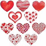 50 PCS Red Heart Cutouts, Double-Sided Printing Heart-Shaped Accents Cut-Outs Bulletin Board Classroom Decoration in 10 Designs Valentines Decoration Party Supplies for Kids Teacher Student