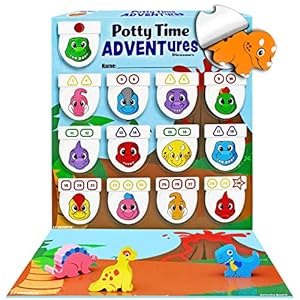 Lil ADVENTS Potty Time Adventures – Dinosaurs with 14 Wooden Block Toy Prizes | Potty Training Advent Game | As Seen on…