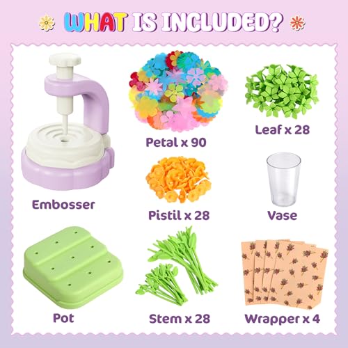 Hetbls Fabric Flower Bouquets Toys, Arts and Crafts Kits for Kids Age 3-12, Educational Gifts for 3 4 5 6 7 8 9 10 11 12 Year Old Toddler Girls, Great for B-Day Birthdays Activities Holidays Parties - Image 4