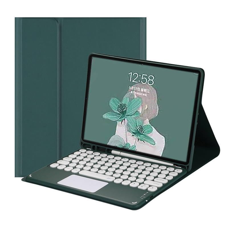 Étui en cuir iPad Air 10.9 pour travailler partout avec clavier tactile vert foncé nomade