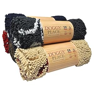 My-Doggy-Place-Microfiber-Dog-Door-Mat-Dirt-and-Water-Absorbent-Mat-Washer-Dryer-Safe-Non-Slip-Mat-Charcoal-with-Paw-Print-M-31-x-20-in Dirt and Water Absorbent Mat