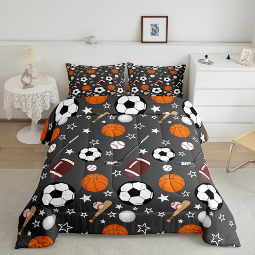 Image of Feelyou Sports Theme Bedding Set Twin Size for Kids Teens