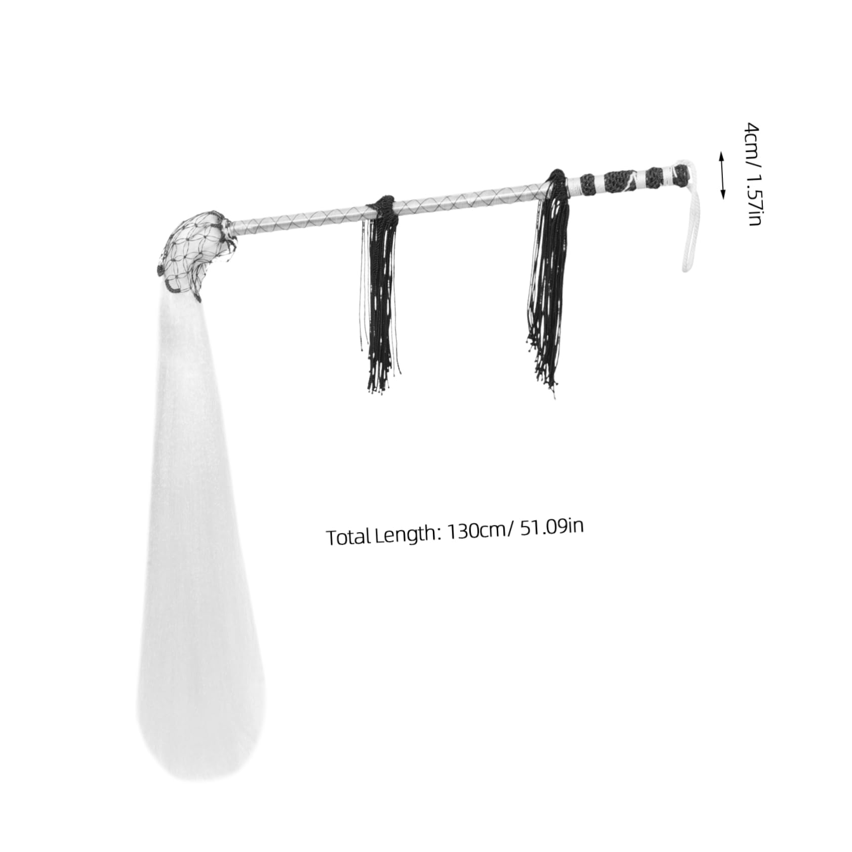 Yardwe Horsetail Whisk Fly Whisk Decorative Horsetail Rod for Chinese Wooden Handle