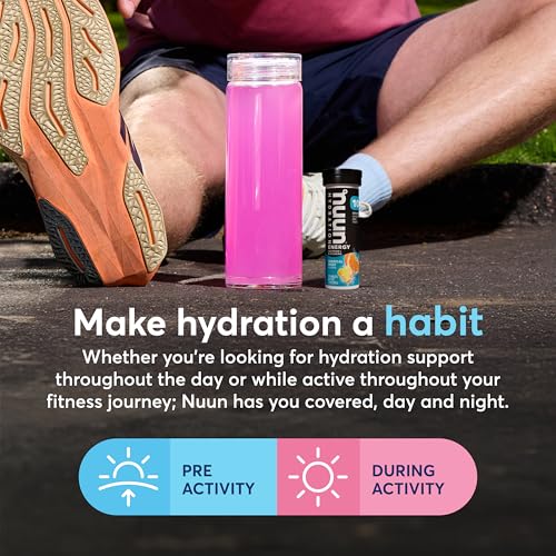 Image of Nuun Energy Caffeine + B Vitamins, Electrolyte Hydration Tablets with Caffeine from Green Tea Extract, Magnesium & 4 Other Electrolytes, Gluten Free, Vegan, Tropical Fruit, 8 Pack (80 Servings Total)