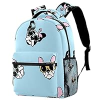QQIAEJIA Cute Pug Pattern Large Backpack for Boys Girls SchoolBag with Multiple Pockets Canvas