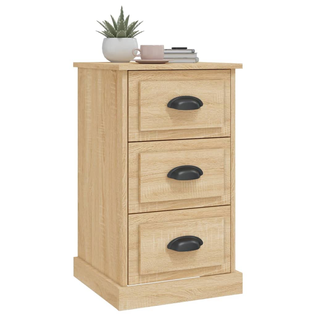 Nachttisch Sonoma-Eiche 39x39x67 cm, Holzwerkstoff Schlafzimmer Möbel, Beistelltisch mit 3 Schubladen, feuchtigkeitsbeständig für Bücher, Gläser, Notizblöcke