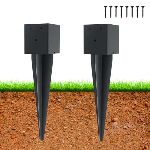 2 Pcs 16 Inch 4x4 Fence Post Anchor Ground Spike(Internal 3.6x3.6)