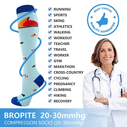 Image of bropite Compression Socks for Women &Men Circulation-Support Knee High Socks 20-30 mmhg-Best for Running,Medical,Nurse,Travel