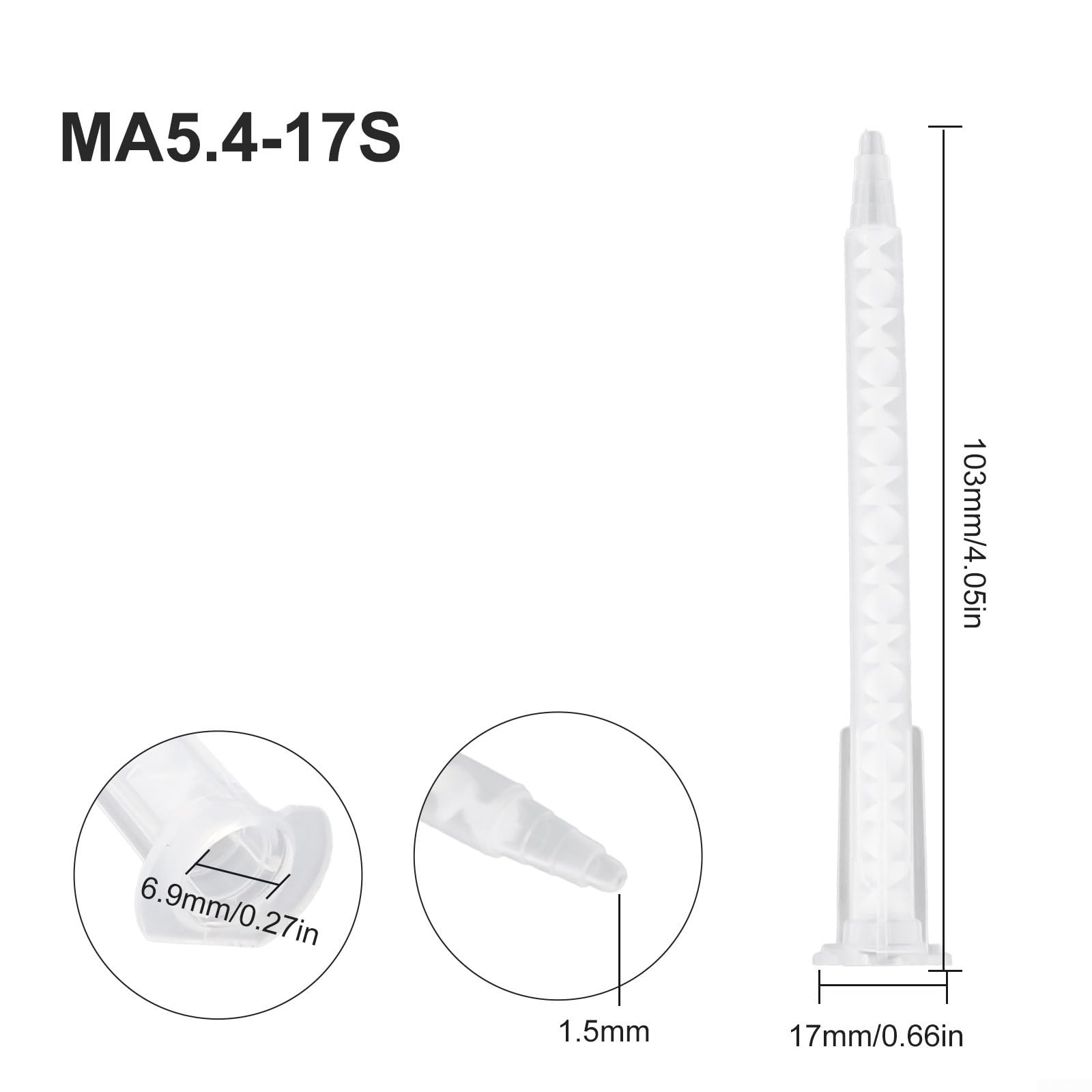 MA5.4-17S Mischrohr-Set 10-teilig für AB-Kleberkartuschen-Systeme mit 17-stufigem Mischweg und 1,5 mm Austrittsdurchmesser