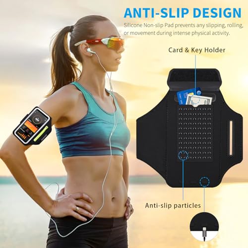 PEDVSTY Running Armband with Earphone Pouch & Card Slot, Up to 6.8" Phones - image 9