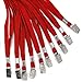 Beebel Red Lanyard 50PCS 32-Inch Flat Lanyards with Badge Clip (Red)