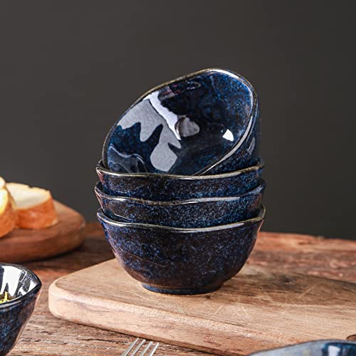 vicrays Ceramic Small Dessert Bowls Set - 10 oz, Set of 6, Microwave, Oven and Dishwasher Safe, for Rice, Ice Cream, Soup, Snacks, Cereal, Side Dishes, Kitchen Bowls Set (Starry Blue) - Image 5