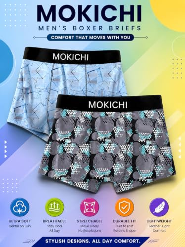 Image of Men's Printed Trunks, Pack of 2 | Abstract Geometric Design | Stretchable Elastic Waistband | Comfortable Regular Fit Underwear