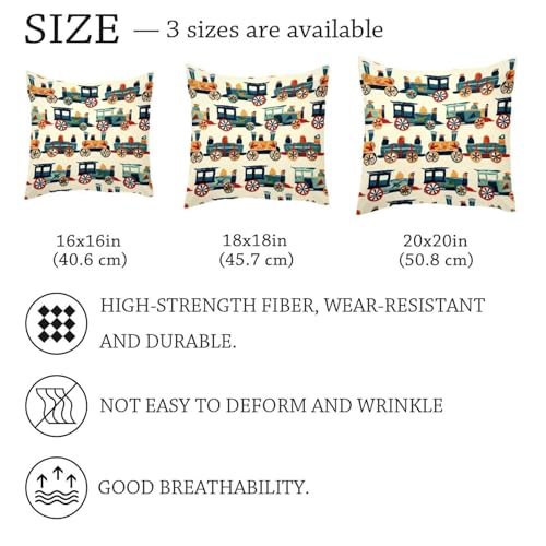 Housse de coussin lavable double face velours motif train - 7