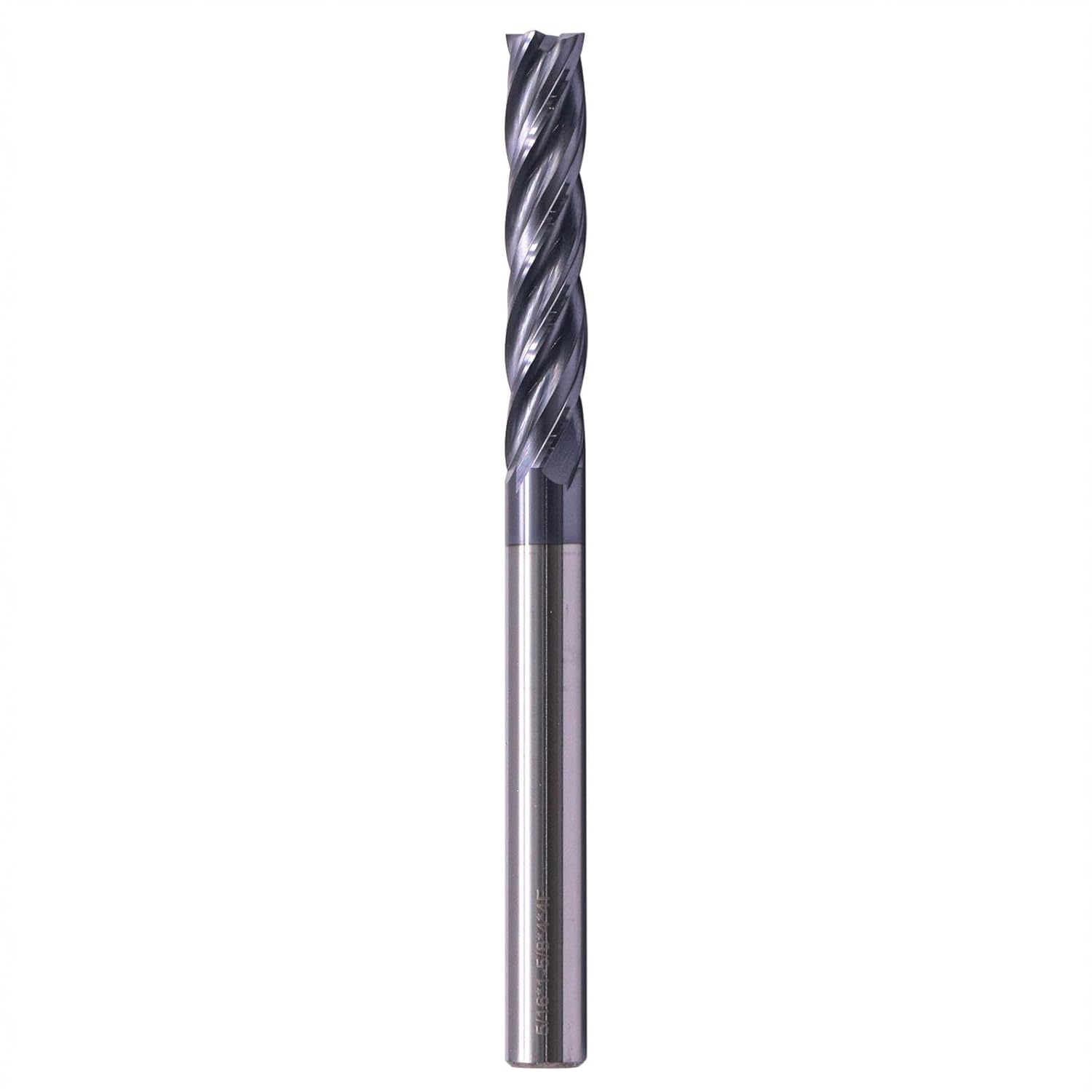 High Performance Solid Carbide Long End Mill - AlCrN Coated, Variable Helix, 4 Flute, 5/16" Cutting Diameter, 5/16" Shank Diameter, 1-5/8" Length of Cut, 4" Overall Length, Square End