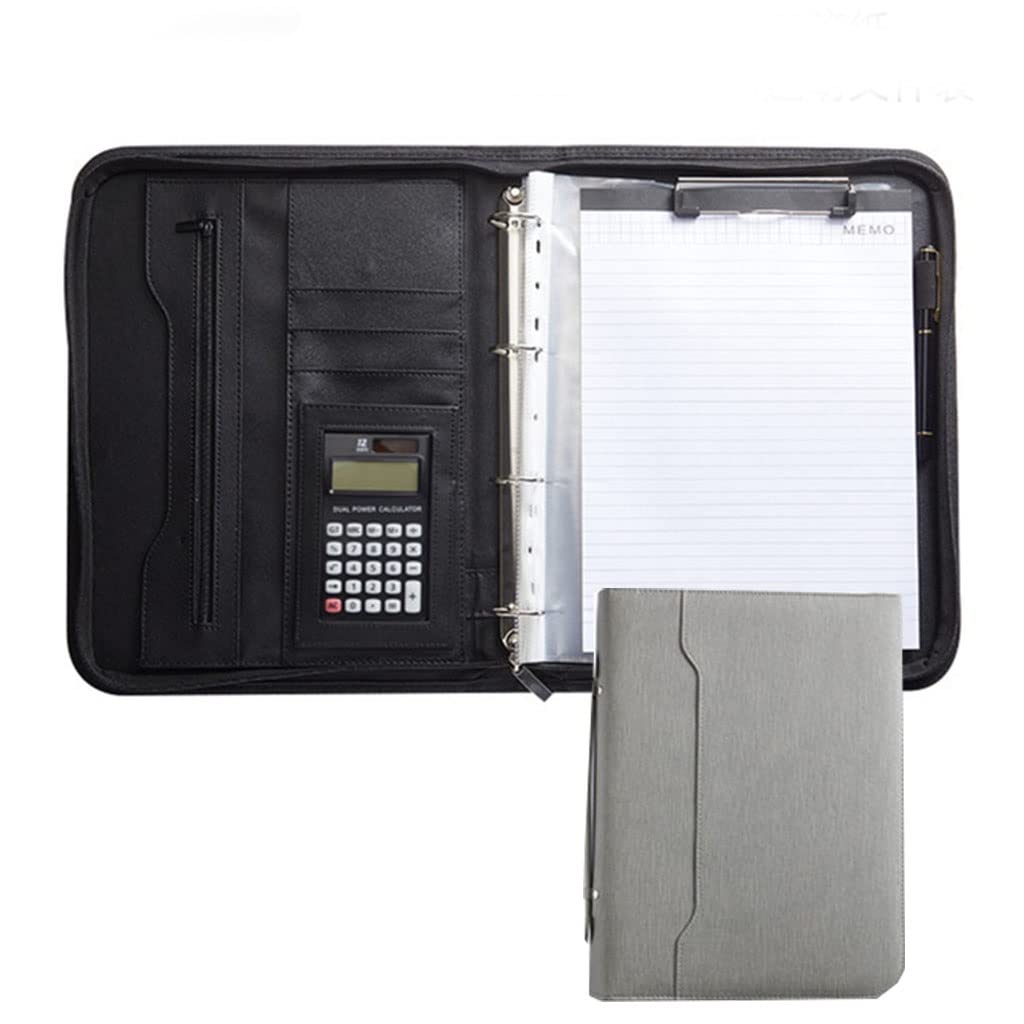 Cartella per Documenti in Pelle A4, Padfolio con Blocco Note, Custodia con Cerniera, Cartella di Presentazione e 4 Tasche ad Anelli per Biglietti, passaporti e Carte per Un Amico