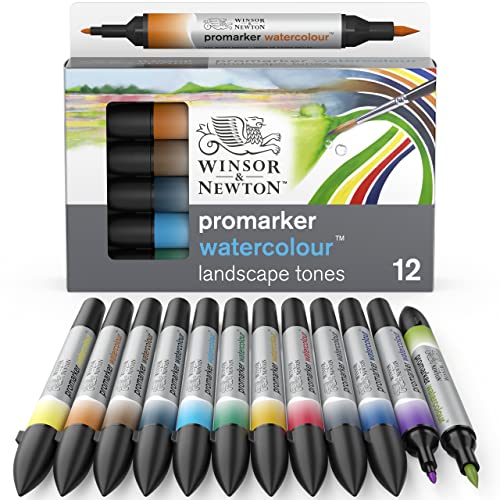 Winsor &Amp; Newton - Set 12 Rotuladores Promarker Watercolor Tonos Paisaje Multicolor En Oferta Winsor &Amp; Newton Promarker Watercolor Rotulador De Acuarela, Tonos Paisaje, Set De 12