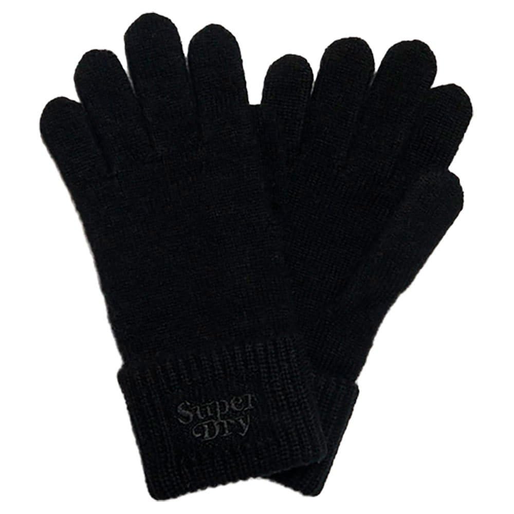Superdry Women's Black Rib Knit Glove Gloves, One Size For One Size