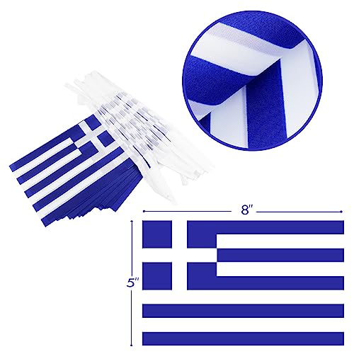 Image of Greece String Flag Pennant Banner - 38 Flags, 42 Feet Small Mini Greek Flags Bunting Banner for Country Decoration, School, Party, Sports Events