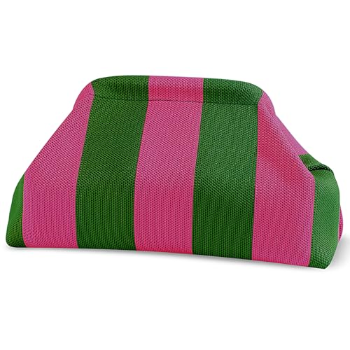 Image of Woven Clutch Purses for Woman,Summer Beach Purse for Vacation, Woven Striped Dumpling Bag,Crochet Evening Handbag