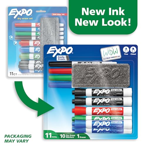 EXPO Dry Erase Markers Set, Fine & Chisel Tips, 11 Count - Classroom, Office Supplies, For White Boards, Easily Erases - image 2