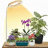 Grow Light for Indoor Plants Full Spectrum, Desk LED Plant Light with Faux Wood Grain, 12'-43' Height Adjustable, Auto On/Off Timer 3/9/12H, 3 Modes 10 Dimmable Levels for Succulents, Herbs