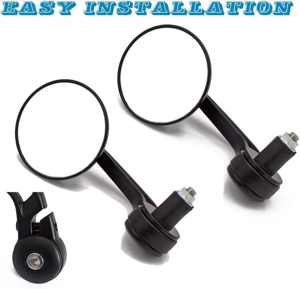 Clear Glass Motorcycle Bar End Mirrors Universal 7/8" Handlebar CNC Aluminum Rear View Mirrors for Honda Kawasaki Yamaha Suzuki Scooter ATV (Pair)