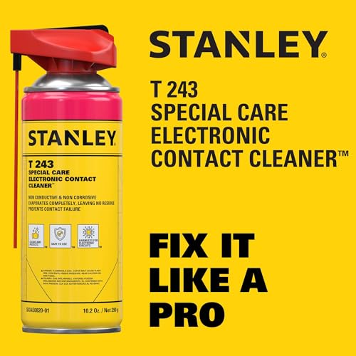 STANLEY T 243 Contact Cleaner Spray – (2x10.2 oz) Electronic Contact Cleaner for Circuit Boards, Switches, Plugs, Relays, Connectors – Non-Corrosive, Fast Drying – No Residue – 10.2 oz, 2 Pack