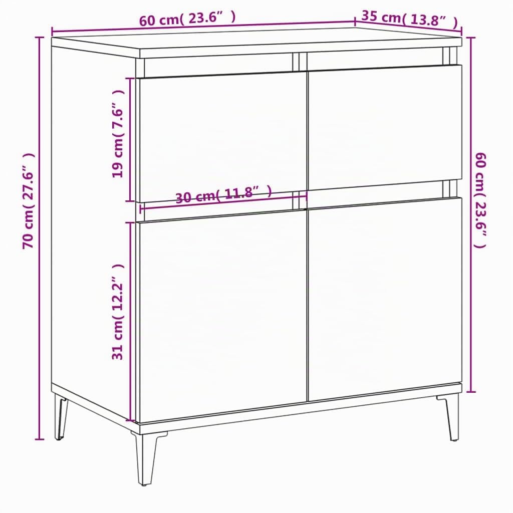 vidaXL Aparador de Madera contrachapada Roble Sonoma 60x35x70 cm