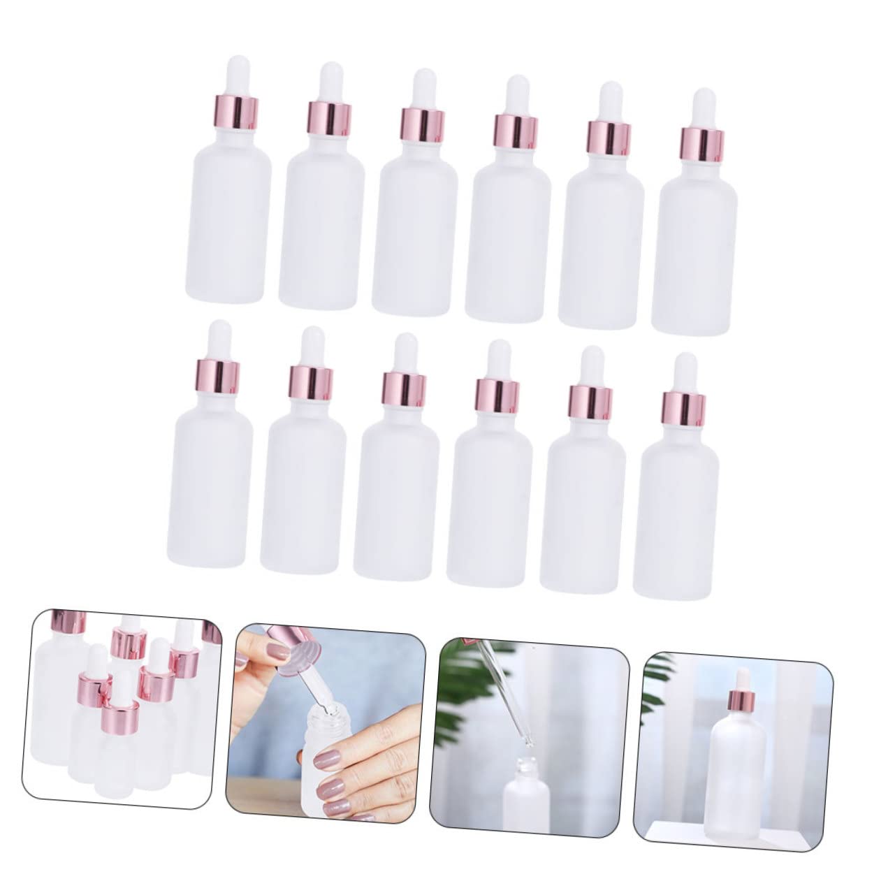 minkissy 12pièces Flacon Compte-gouttes Verre de Lot de Format Voyage pour Huiles Essentielles et Parfums