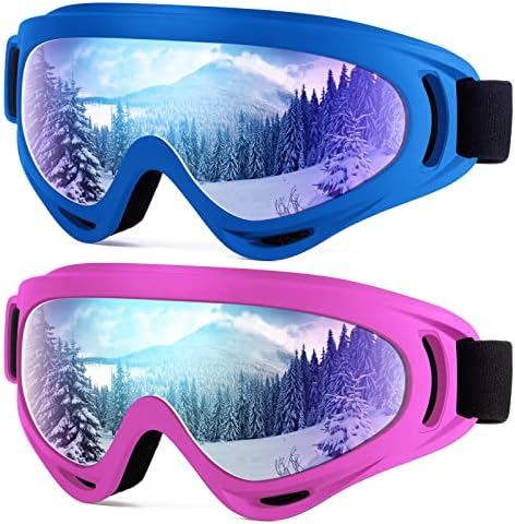2-Pack Kids Ski Goggles, Snowboard Goggles for Adult Youth Teens Boys & Girls, Winter Snow Sports Goggles