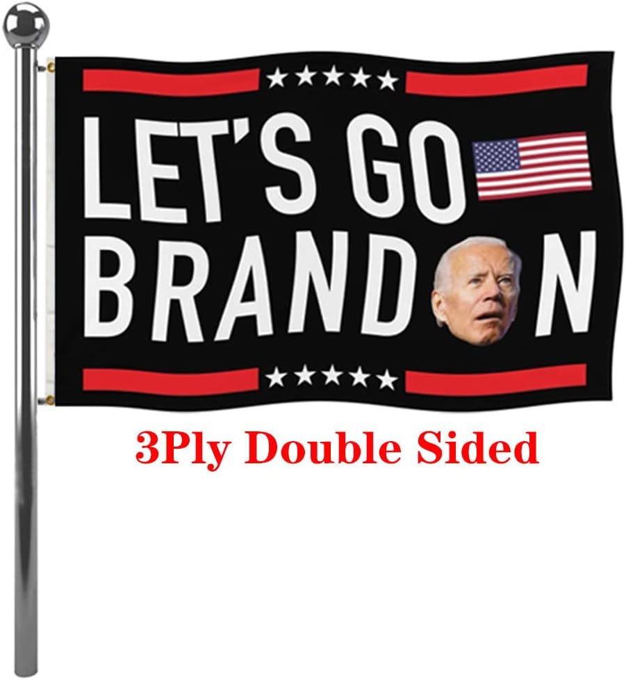 Jayus Let's Go Brandon Flag 3x5 Double Sided, Heavy Duty 3Ply Black FJB Flags with Brass Grommets for Outdoor Indoor Decor JB Black Let's Go Brandon 3x5(Double Sided)
