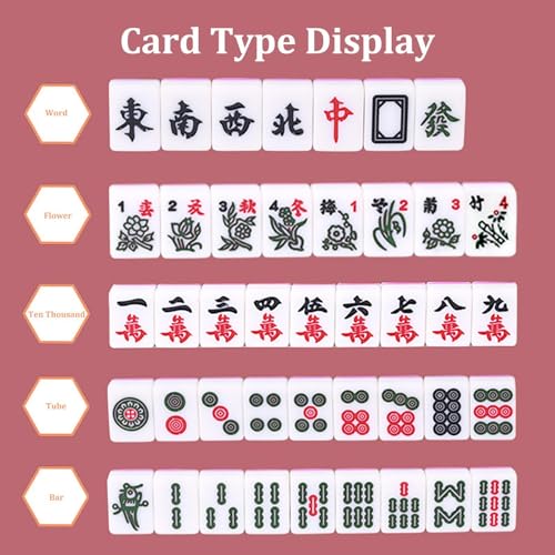 Juego Mahjong con 144 fichas grabadas estilo chino miniatura 6