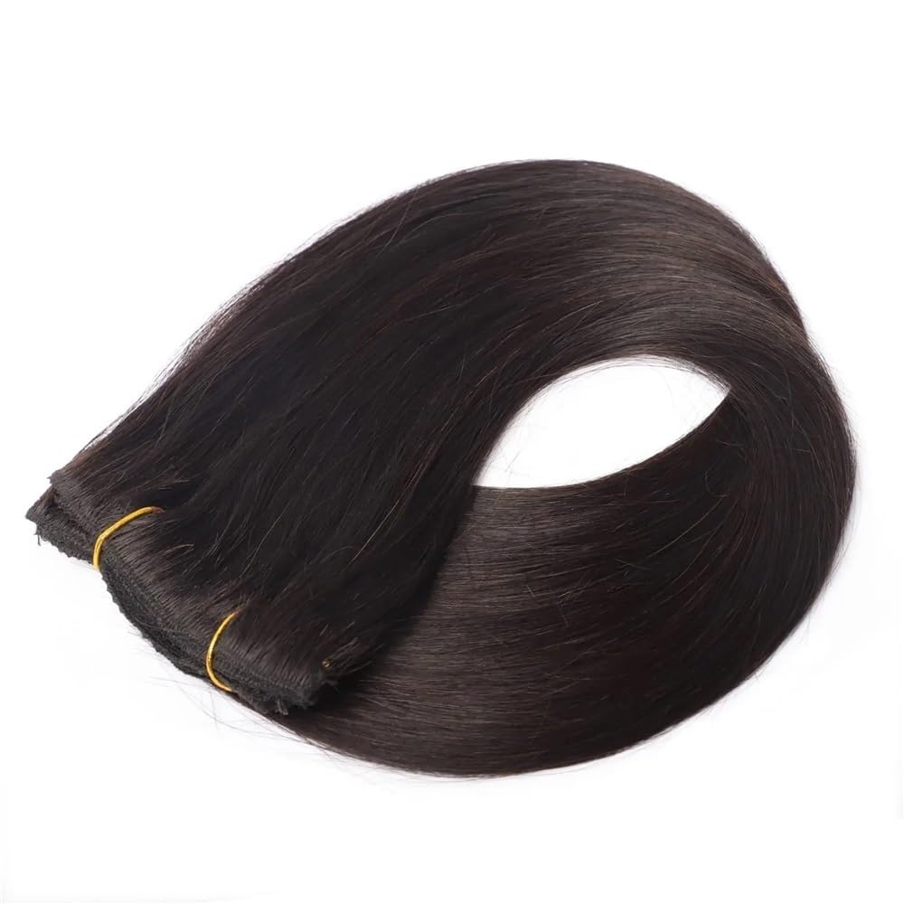 Przedłużki do włosów 30-66 cm, 120 g, 8 sztuk, clip in, gładkie, podwójne pasmo, naturalny czarny (#1B Off Black) (50 cm)