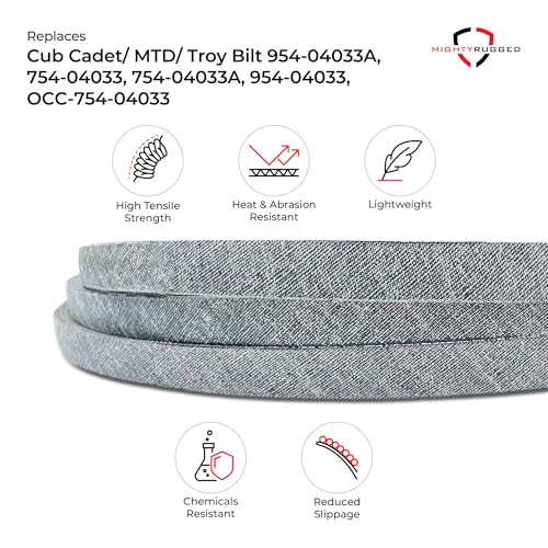 Image of 954-04033A Deck Belt Replacement for Cub Cadet, Length 118.2 inch, Heavy-Duty, Aramid Cord Belt Replaces 754-0433, 954-0433 on MTD LT1022 (45,46), RZT-L42 (S42, S46), Craftsman Z6000, Troy-Bilt Mustang 42