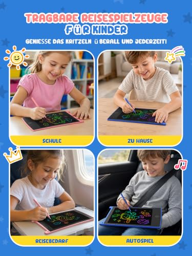 TEKFUN 2 Stück LCD Schreibtafel Kinder Zeichenbrett 8,5 Zoll Bildschirm Umweltfreundlich Bunten Maltafel Zaubertafel mit Lanyard… – Ansicht 6