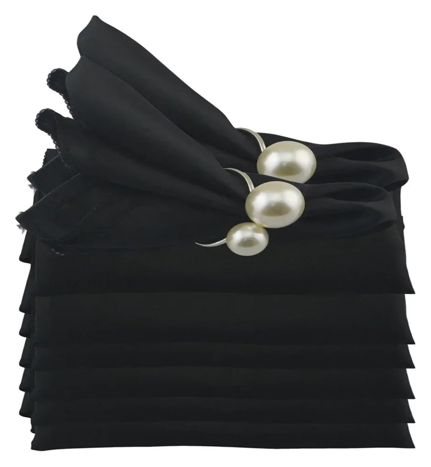 Cotton Table Napkins, Satin Table Napkins 24 Pcs 19x19 Inches Multicolor(Black)