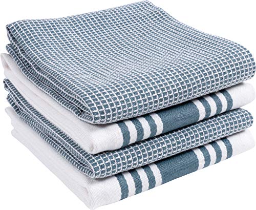 KAF Home Kitchen Towels, Set of 4 Absorbent, Durable and Soft Towels | Perfect for Kitchen Messes and Drying Dishes, 18 x 28 – Inches, Blue KAF Home Kitchen Towels, Set of 4 Absorbent, Durable and Soft Towels | Perfect for Kitchen Messes and Drying Dishes, 18 x 28 – Inches, Blue