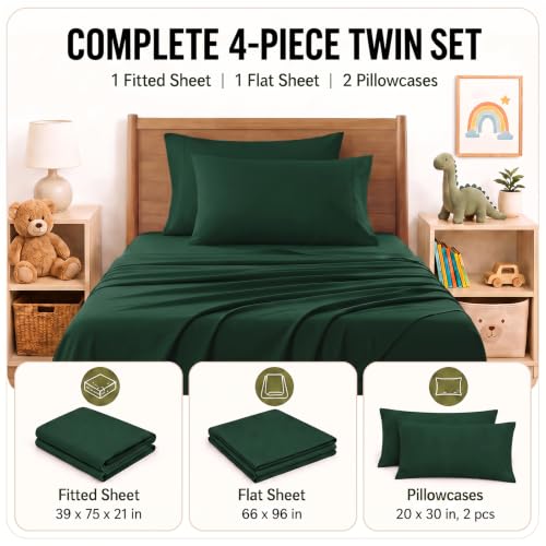 Image of CozyLux 4-Piece Twin Sheets Set, Fits 18-21 Inch Mattresses, Oeko-TEX