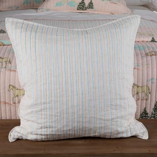 Rod's True Western Horse Girls Pink Woodland Ponies Striped Euro Sham