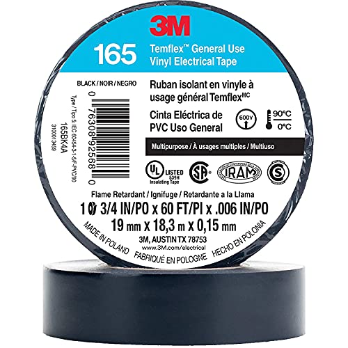Image of 3M Temflex 165 Solvent-Free Vinyl Electrical Tape: 3 /4 in. x 60 ft. (Brown)