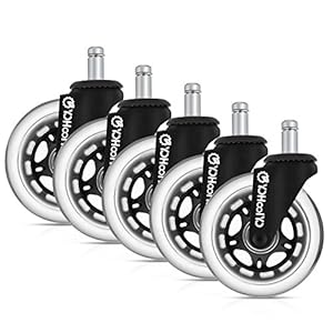 YOHOOLYO 5 Set bureaustoelwielen Rustige wieltjes Caster wielen geschikt voor de meeste draaistoelframes Black MEHRWEG 11x22mm zwart