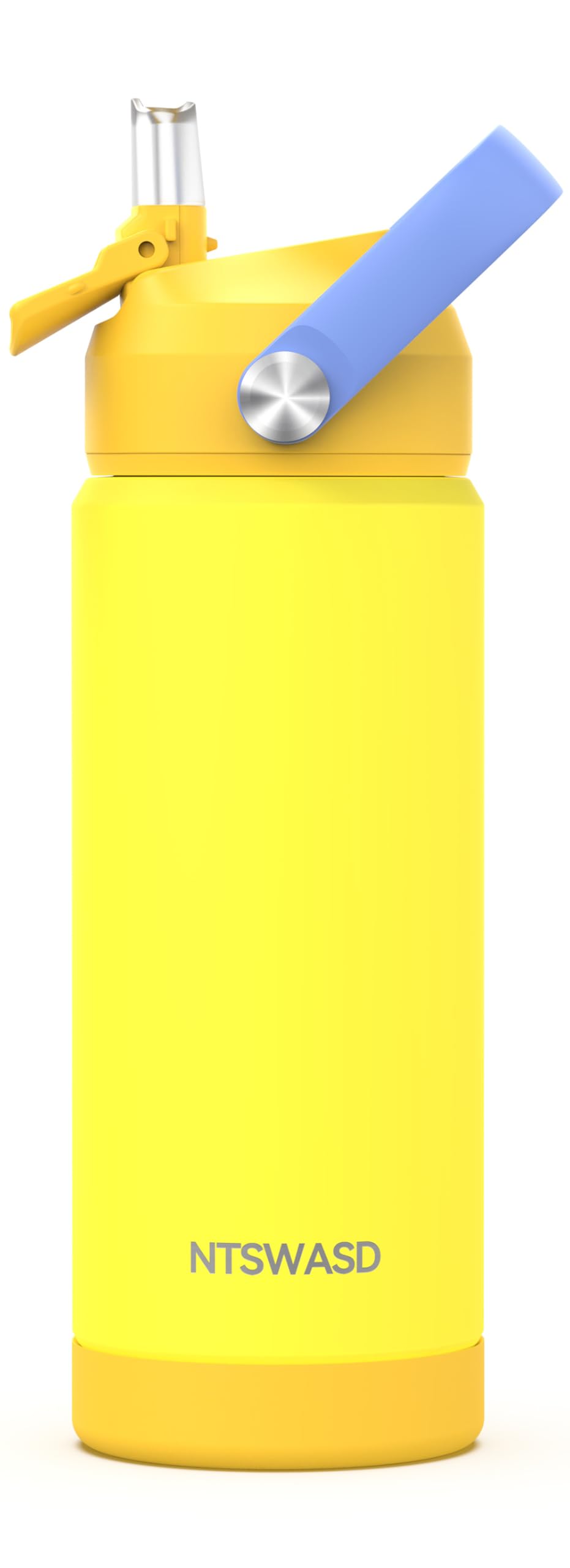 Ntswasd Trinkflasche Edelstahl Strohhalm-Thermosflasche 550ml-BPA Frei-Auslaufsicher-Thermo Wasserflasche für Schule,Sport,Kinder,Fitness(Gelb)